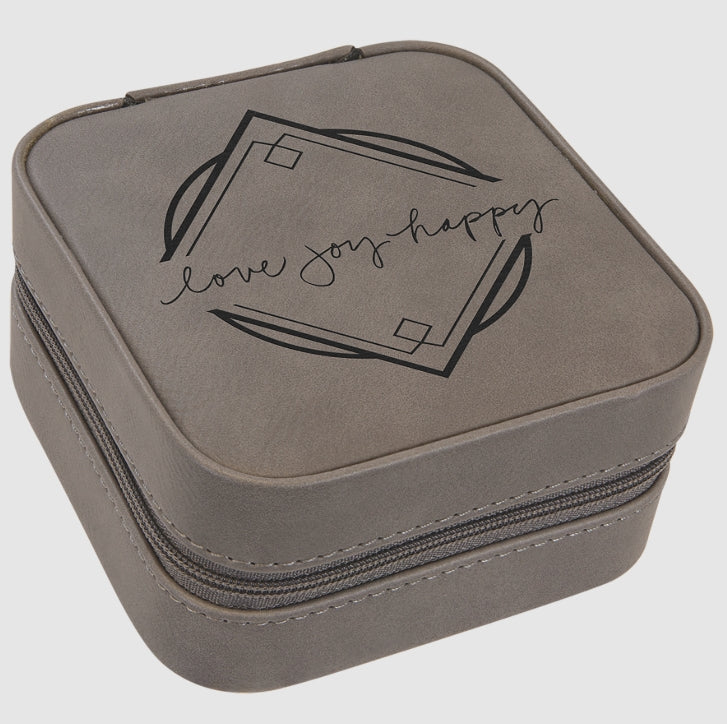 Leather Travel Jewelry Box w/ Tan Lining