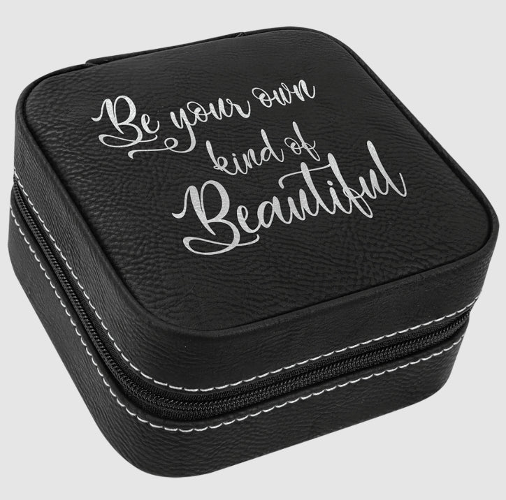 Leather Travel Jewelry Box w/ Tan Lining