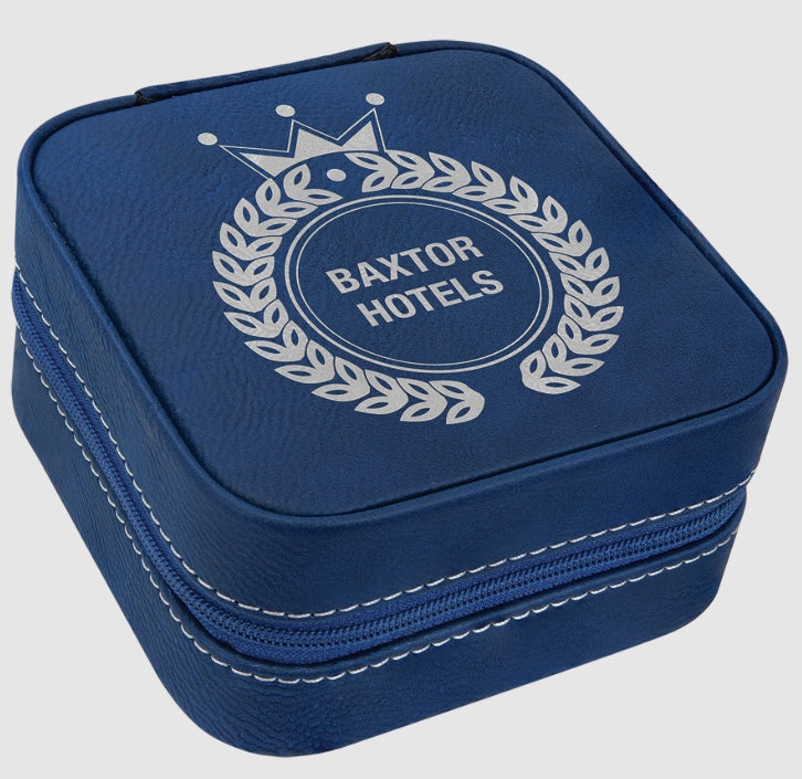 Leather Travel Jewelry Box w/ Tan Lining