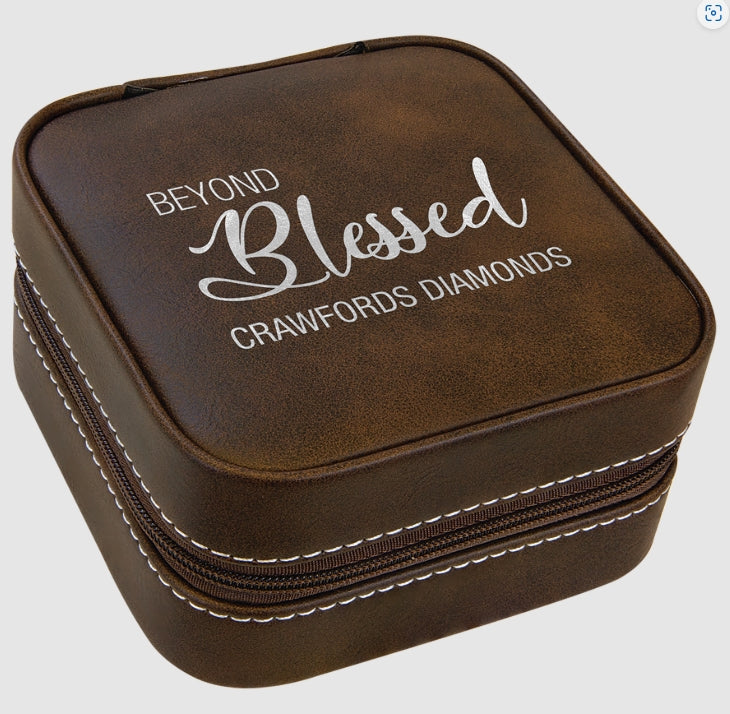 Leather Travel Jewelry Box w/ Tan Lining