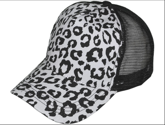 Leopard Print Hat w/ Mesh Back