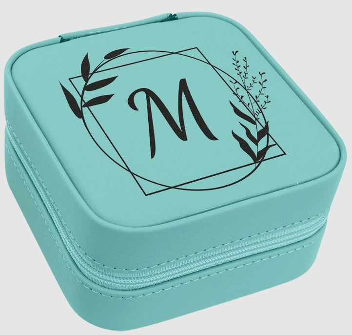 Leather Travel Jewelry Box w/ Black Lining
