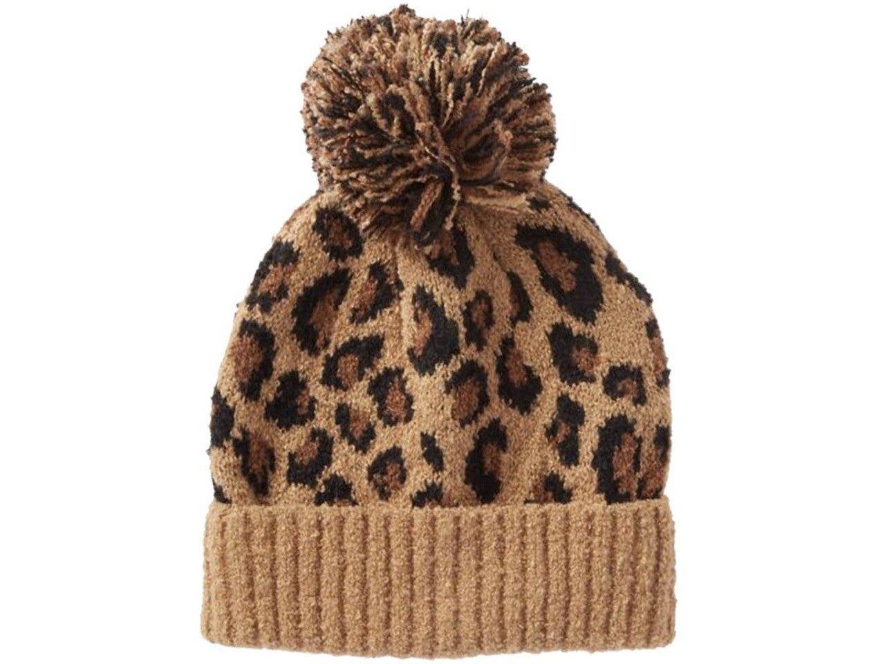 LEOPARD POM-POM BEANIES - WINTER WARM LONG KNIT RIBBED CUFFED SOFT LADIES BEANIE HAT HillTopHats