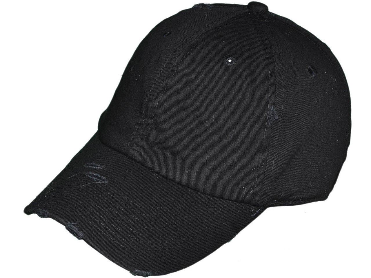 Vintage Dad Hats - Low Profile Washed Frayed Ripped Cotton Twill Polo BK Caps w/ Brass Buckle Closure (21 Colors) - 5209