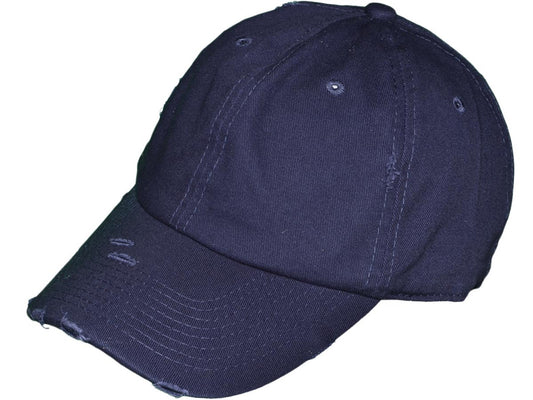 Vintage Dad Hats - Low Profile Washed Frayed Ripped Cotton Twill Polo BK Caps w/ Brass Buckle Closure (21 Colors) - 5209