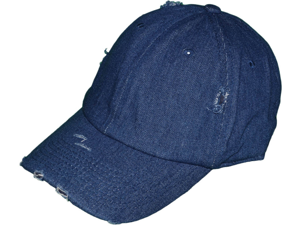 Vintage Dad Hats - Low Profile Washed Frayed Ripped Cotton Twill Polo BK Caps w/ Brass Buckle Closure (21 Colors) - 5209