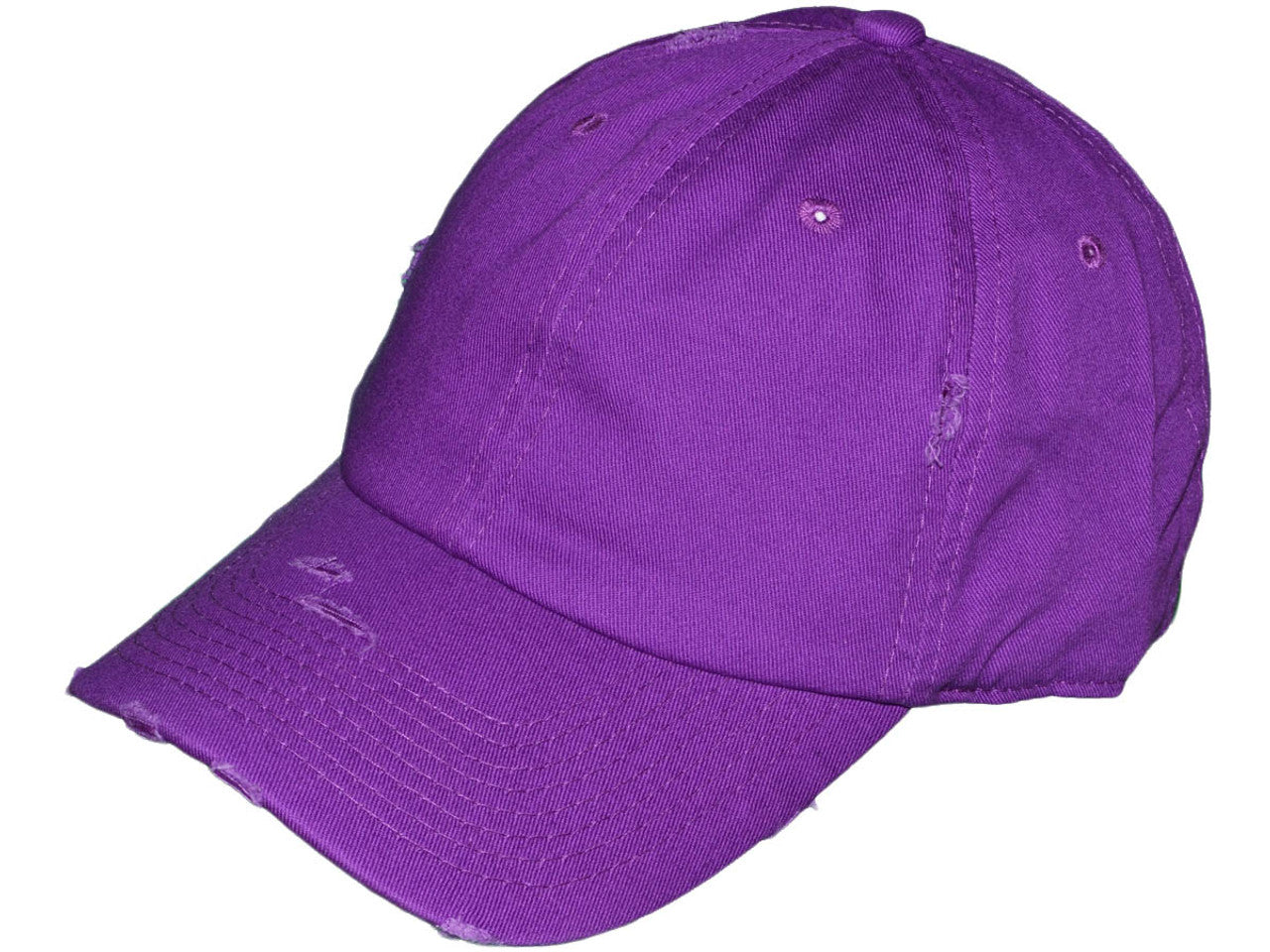 Vintage Dad Hats - Low Profile Washed Frayed Ripped Cotton Twill Polo BK Caps w/ Brass Buckle Closure (21 Colors) - 5209