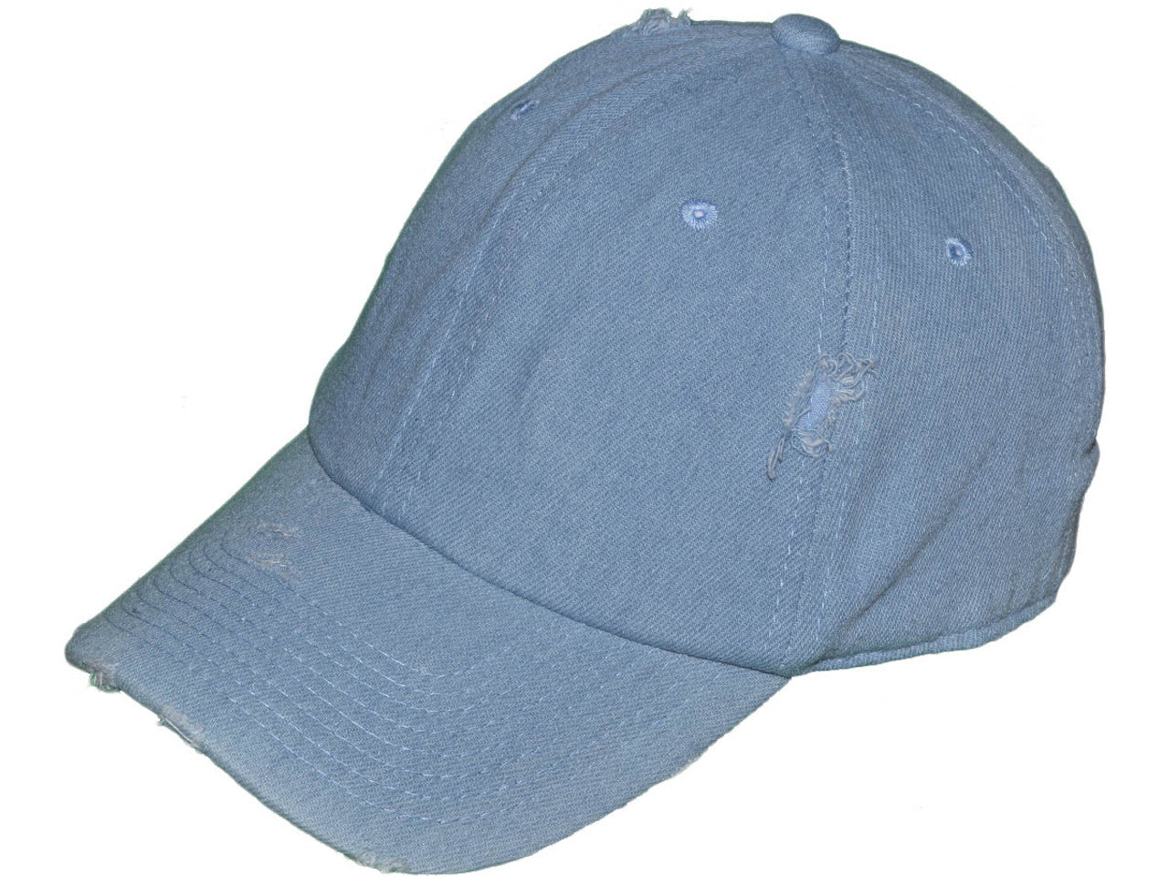 Vintage Dad Hats - Low Profile Washed Frayed Ripped Cotton Twill Polo BK Caps w/ Brass Buckle Closure (21 Colors) - 5209