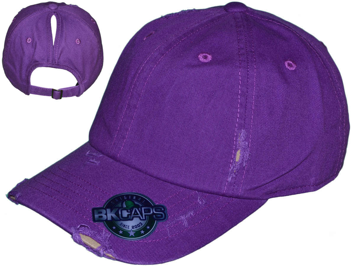 Ponytail Vintage Ladies Ripped Dad Hats