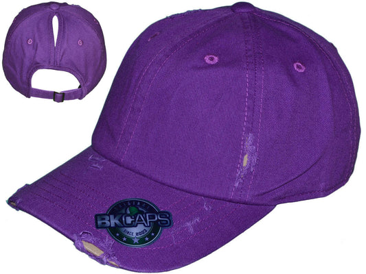 Ponytail Vintage Ladies Ripped Dad Hats