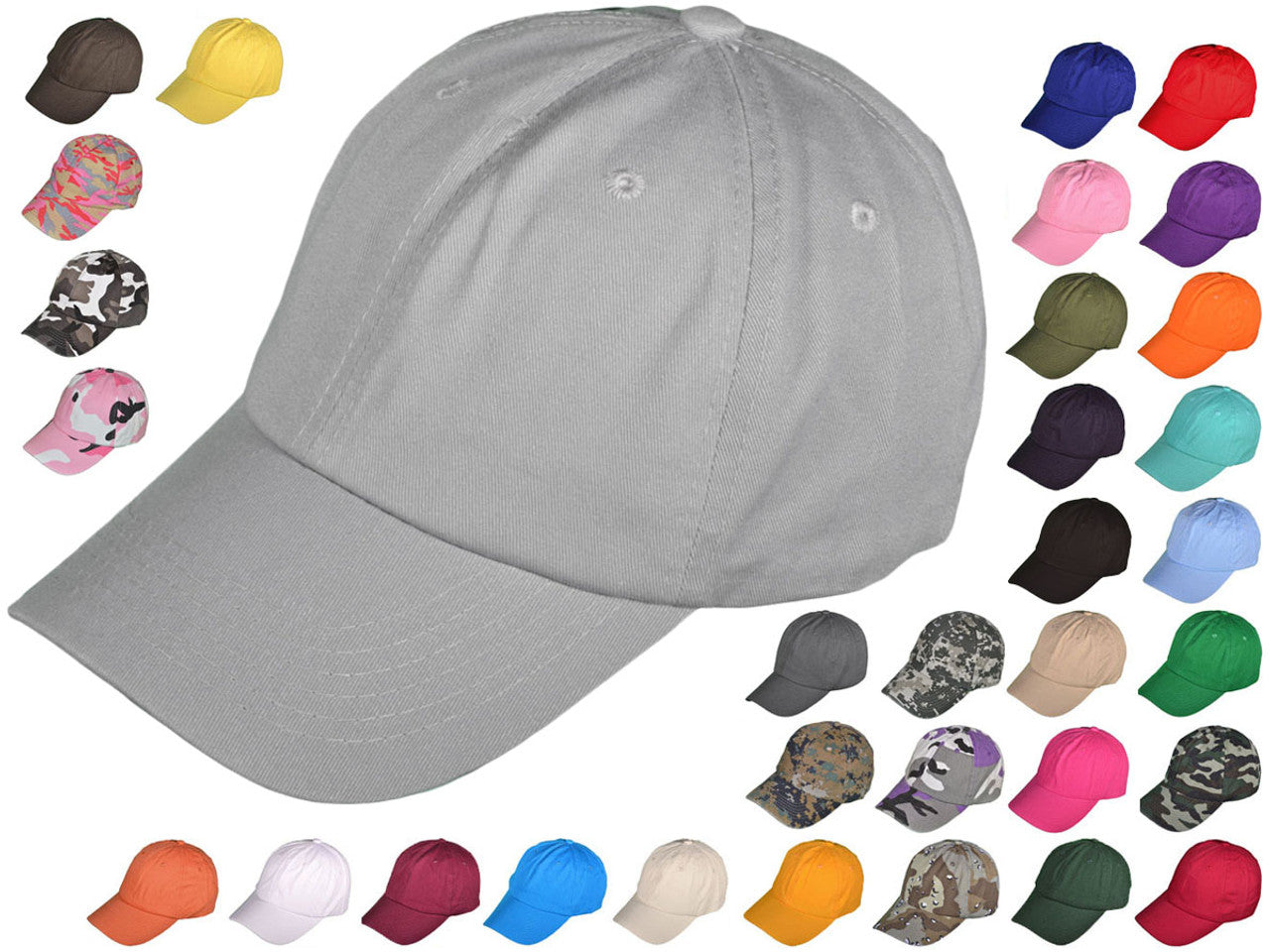 Wholesale Blank Dad Hats - Unstructured Cotton Low Profile Baseball Caps (28 Colors) - Style 4921