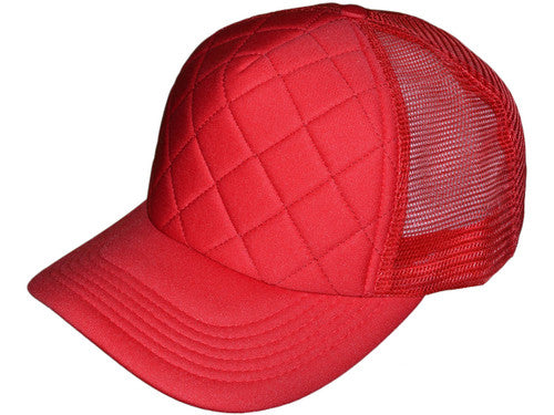 Quilted Foam Trucker Hats - BK Caps Mid Profile Mesh Back (20 Colors) - 4915